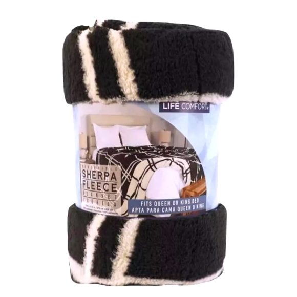 Life Comfort reversible sherpa fleece blanket queen king size BRAND NEW - Picture 3 of 4